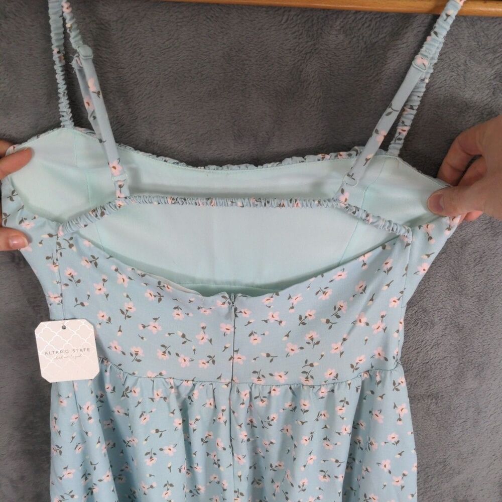 NWT Altar'd State Floral Mini Dress Blue Pink Size Small Feminine Coquette - Picture 6 of 10